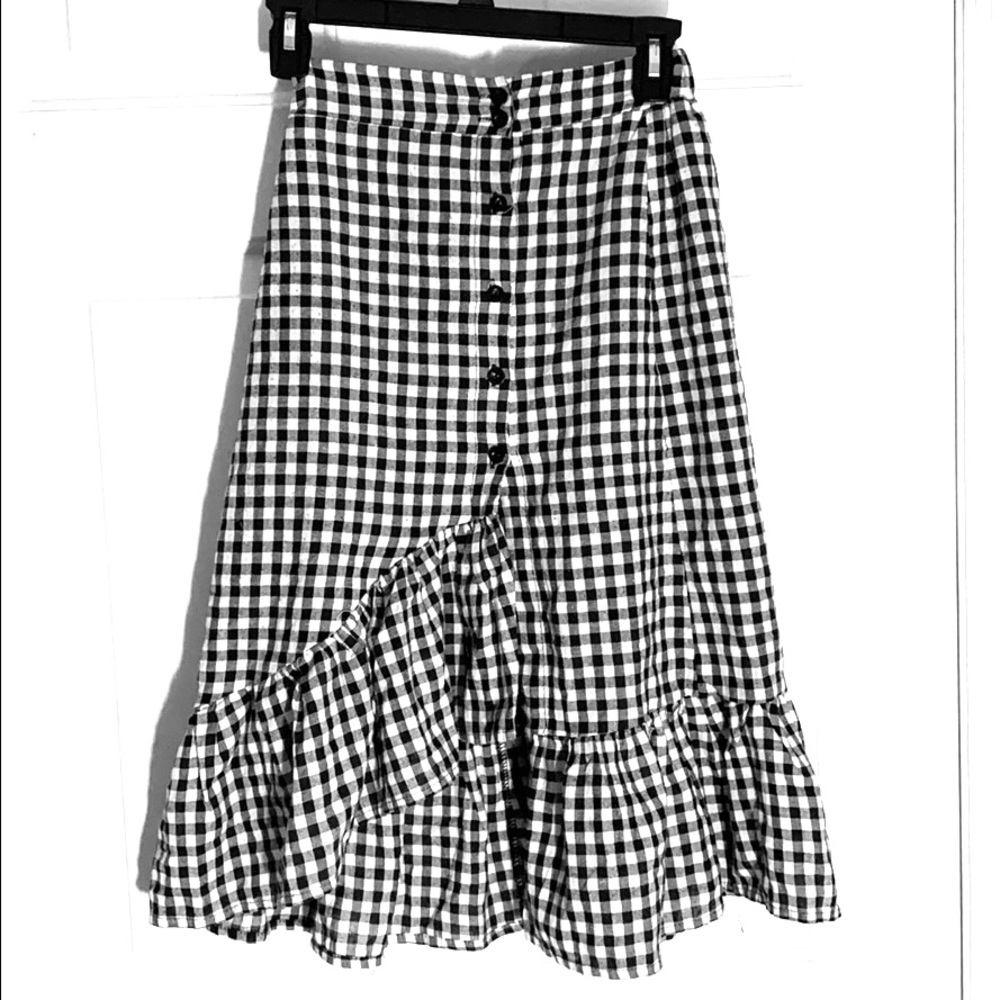 High-Waisted Plaid Asymmetrical Vintage Skirt